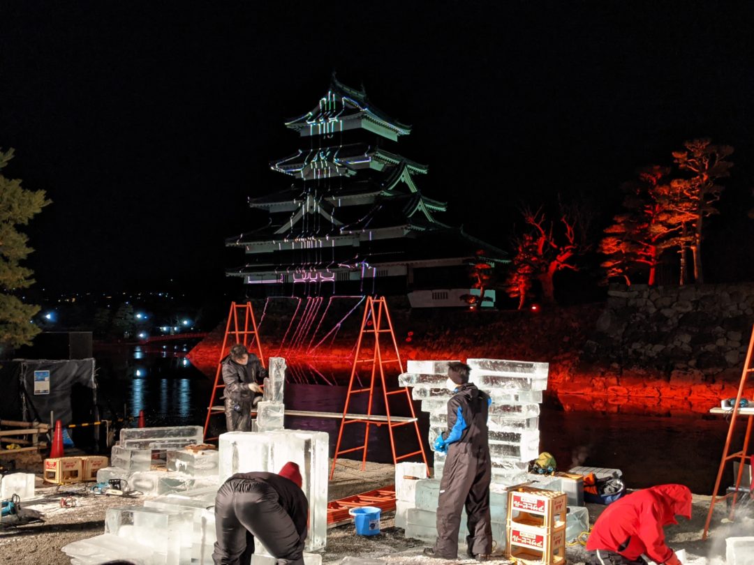 Matsumoto Castle Ice Sculpture illumination